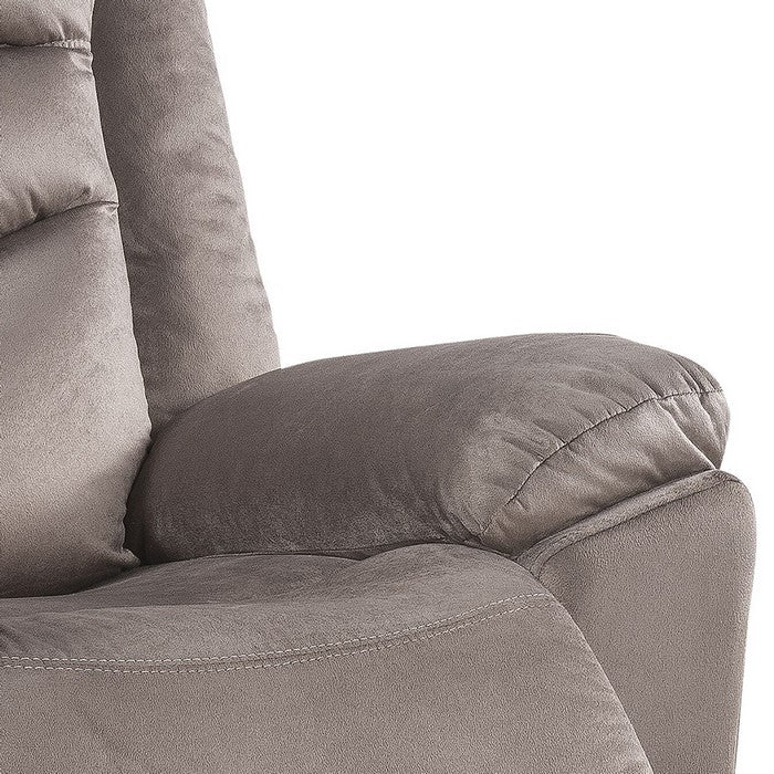 Fabric Upholstered Glider Recliner with Tufted Back Cushions, Brown
