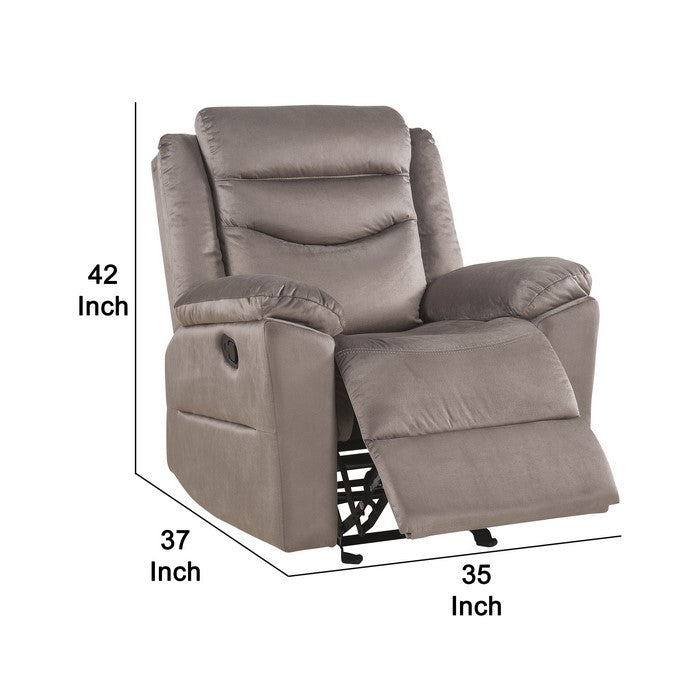Fabric Upholstered Glider Recliner with Tufted Back Cushions, Brown