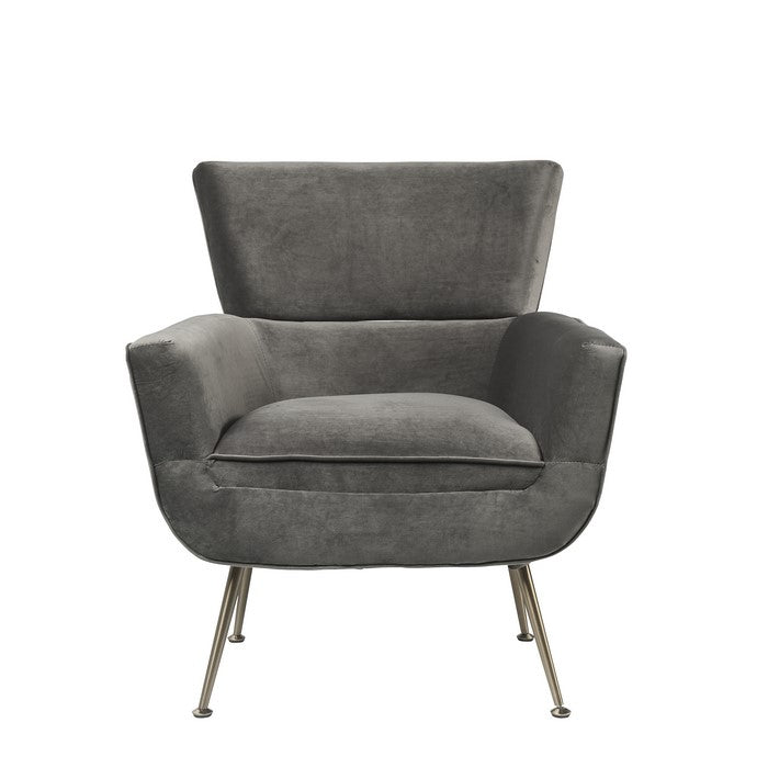 Fabric Upholstered Accent Chair with Angled Legs and Flared Armrests, Gray