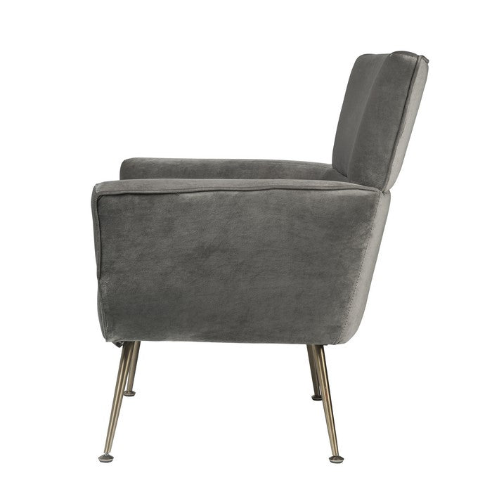 Fabric Upholstered Accent Chair with Angled Legs and Flared Armrests, Gray