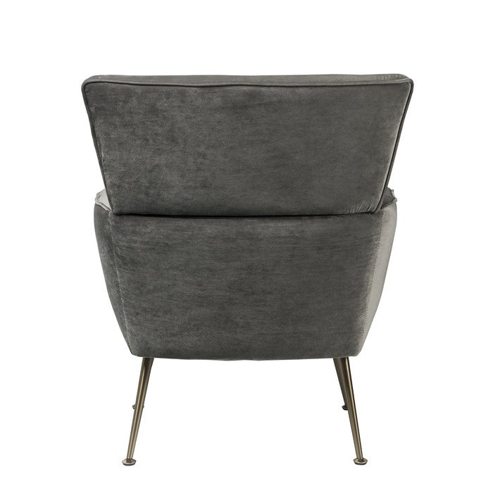 Fabric Upholstered Accent Chair with Angled Legs and Flared Armrests, Gray