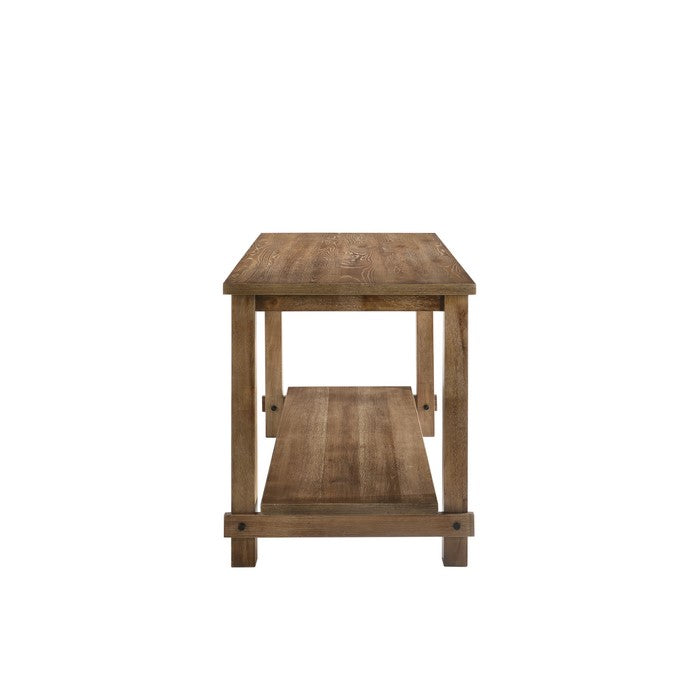 Counter Height Wooden Dining Table with Open Bottom Shelf, Brown