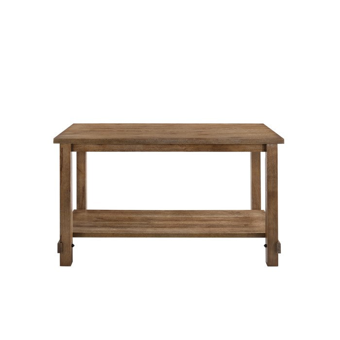 Counter Height Wooden Dining Table with Open Bottom Shelf, Brown