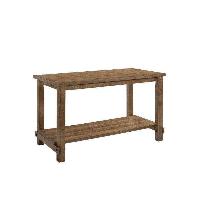 Counter Height Wooden Dining Table with Open Bottom Shelf, Brown