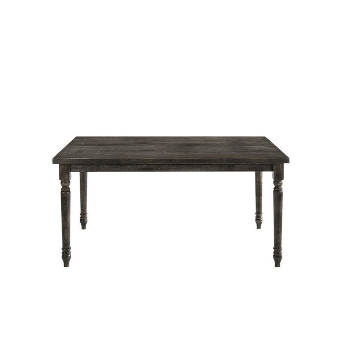 Rustic Style Wooden Dining Table with Rectangular Top and Turned Legs, Gray