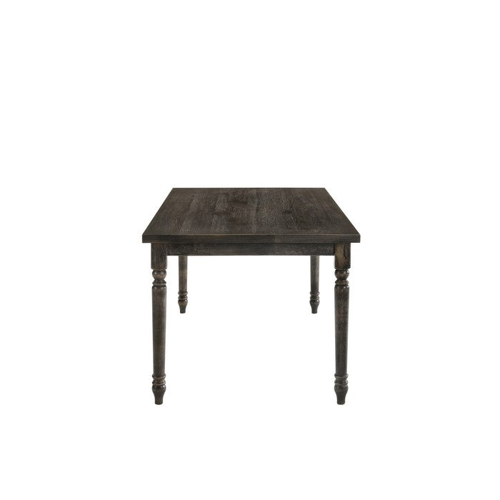 Rustic Style Wooden Dining Table with Rectangular Top and Turned Legs, Gray