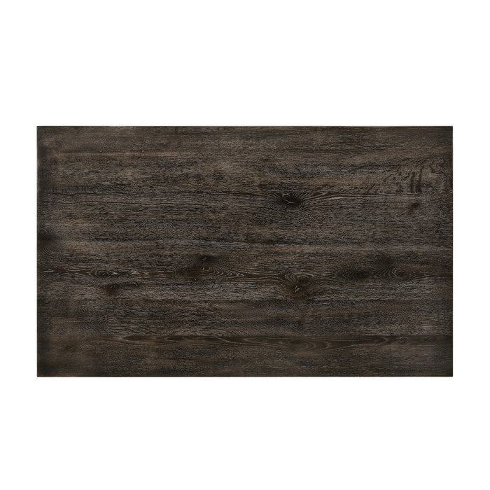 Rustic Style Wooden Dining Table with Rectangular Top and Turned Legs, Gray