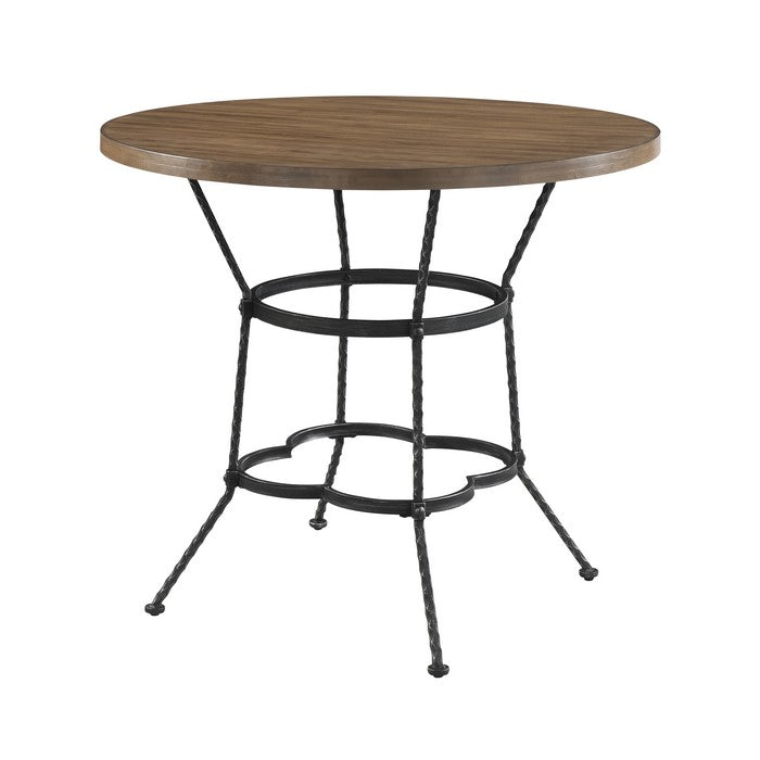 5 Piece Counter Height Set with 1 Table and 4 Stools, Brown and Black