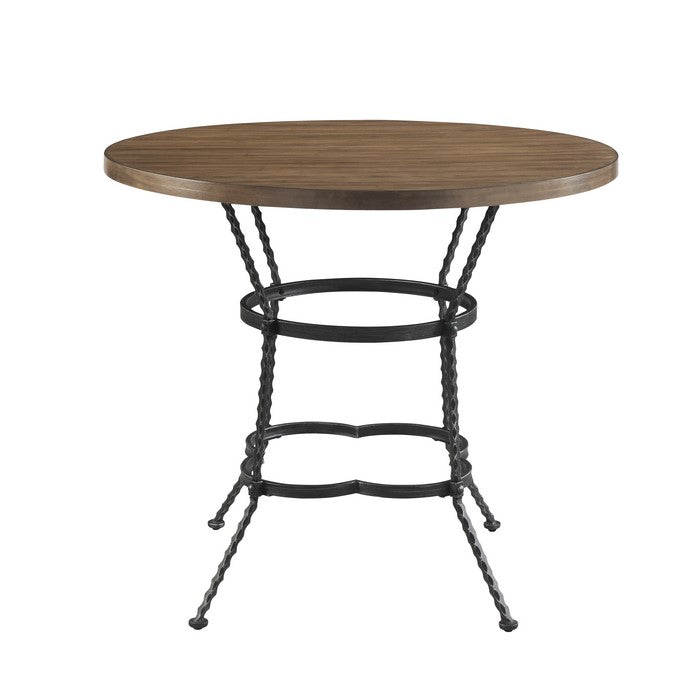5 Piece Counter Height Set with 1 Table and 4 Stools, Brown and Black