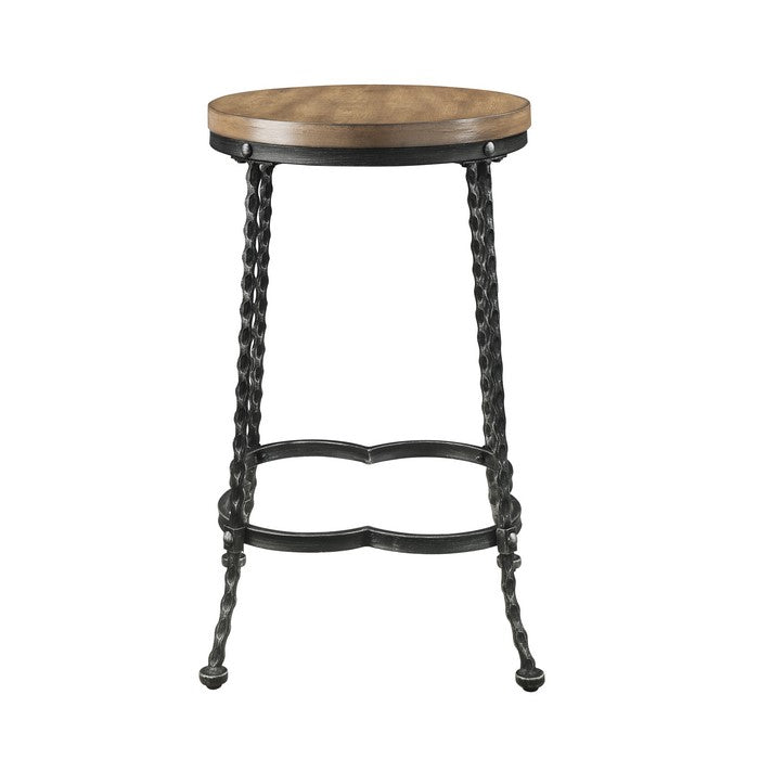 5 Piece Counter Height Set with 1 Table and 4 Stools, Brown and Black