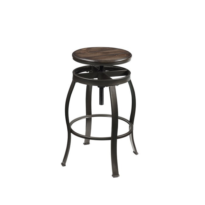 Bar Set with 1 Table and 2 Adjustable Height Stools, Bronze and Brown