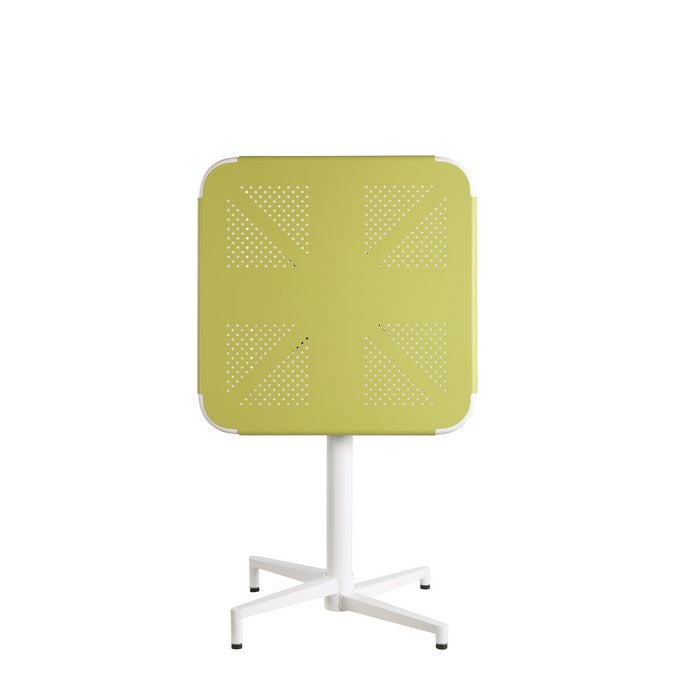 Dual Tone Metal Folding Table with 4 Star Pedestal Base, White and Yellow