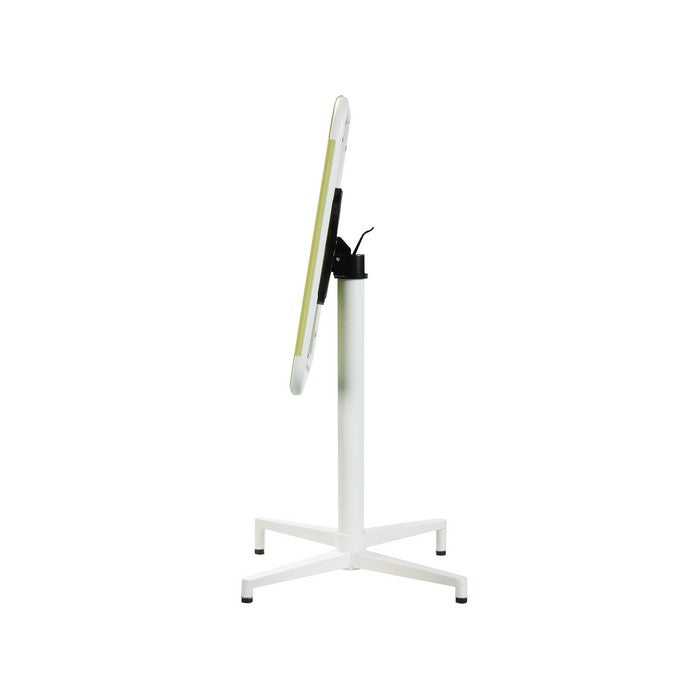 Dual Tone Metal Folding Table with 4 Star Pedestal Base, White and Yellow