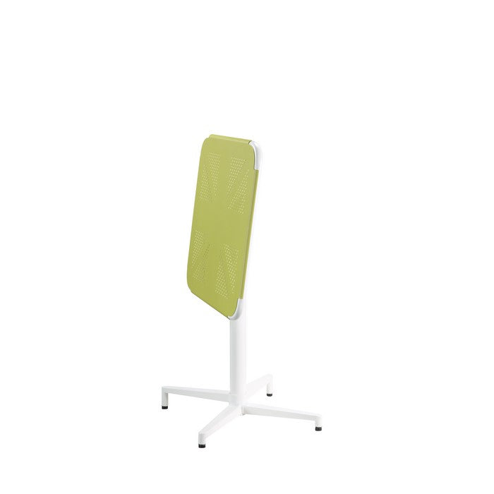 Dual Tone Metal Folding Table with 4 Star Pedestal Base, White and Yellow