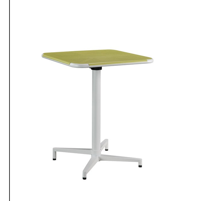 Dual Tone Metal Folding Table with 4 Star Pedestal Base, White and Yellow