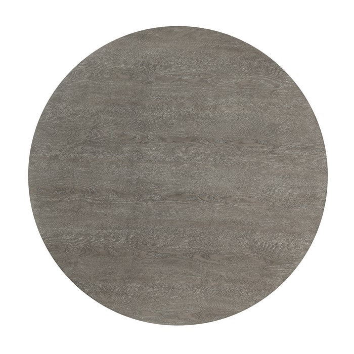 Counter Height Dining Table with Round Top and Geometric Metal Accents,Gray