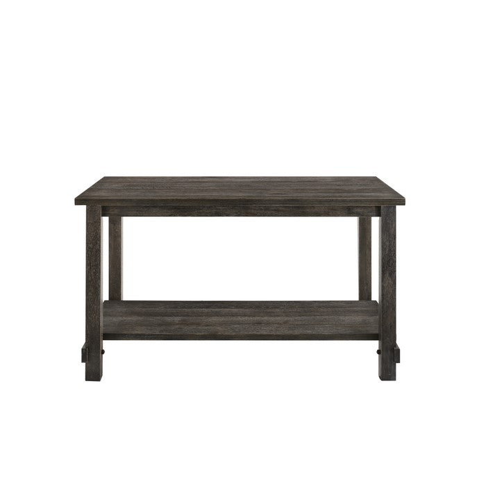Counter Height Wooden Dining Table with Open Bottom Shelf, Gray