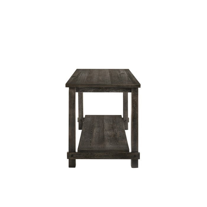 Counter Height Wooden Dining Table with Open Bottom Shelf, Gray
