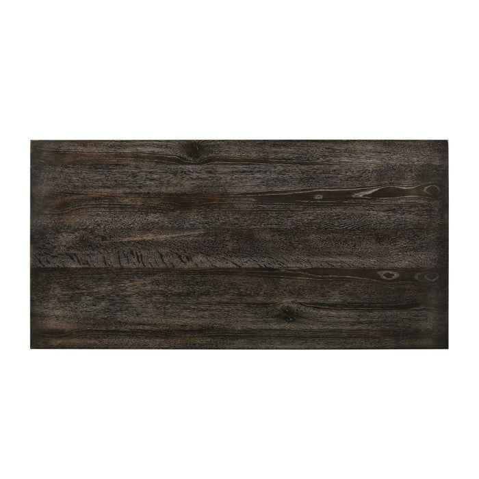 Counter Height Wooden Dining Table with Open Bottom Shelf, Gray