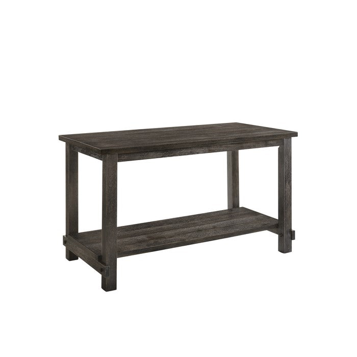 Counter Height Wooden Dining Table with Open Bottom Shelf, Gray