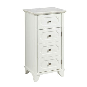 1 Drawer Wooden Cabinet with False Drawer Door and Marble Top, White