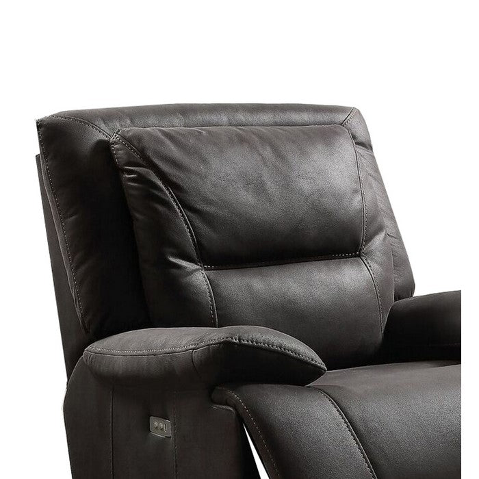 Fabric Swivel Power Motion Recliner with Contrast Stitching, Black