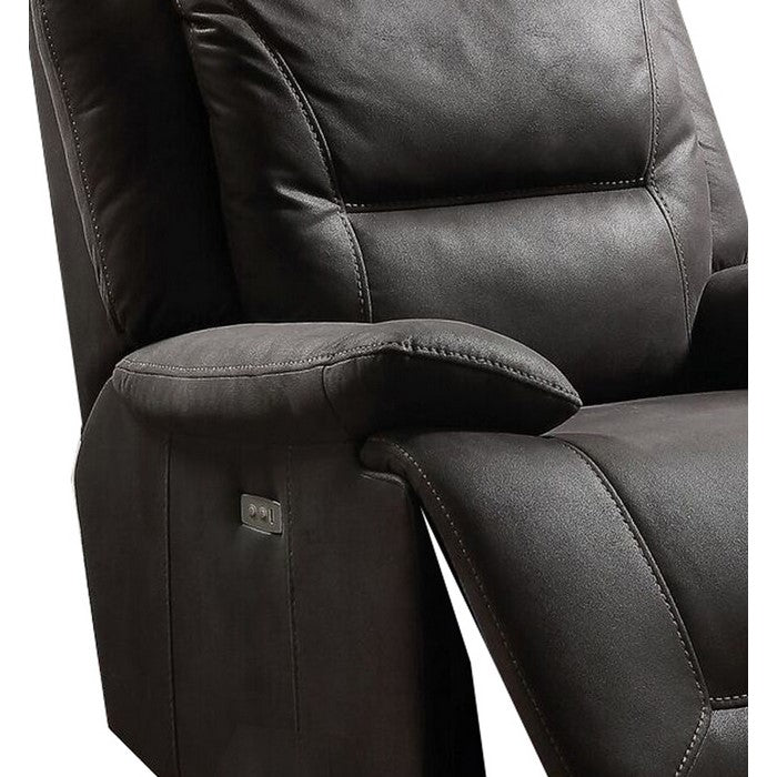Fabric Swivel Power Motion Recliner with Contrast Stitching, Black