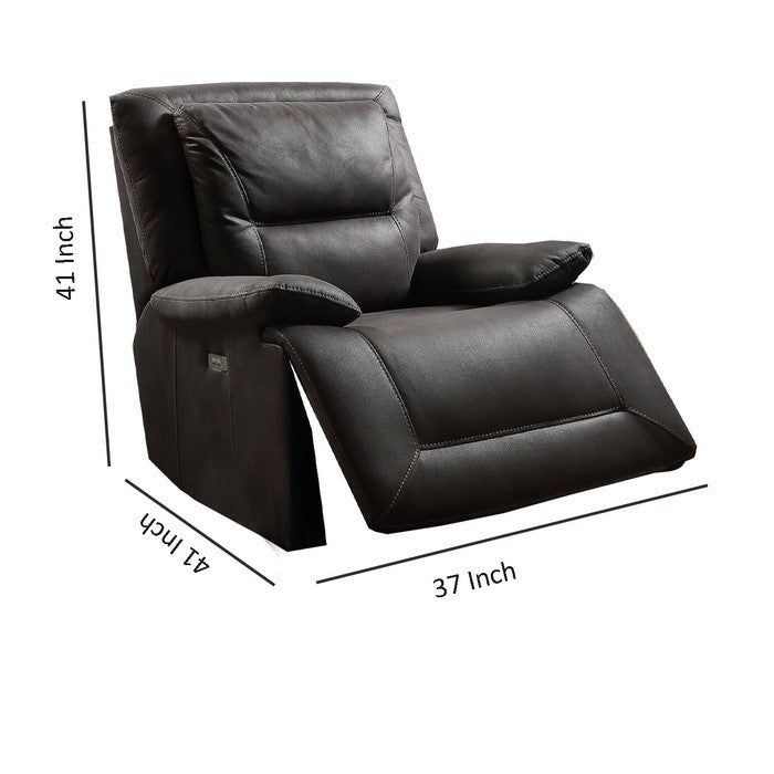 Fabric Swivel Power Motion Recliner with Contrast Stitching, Black