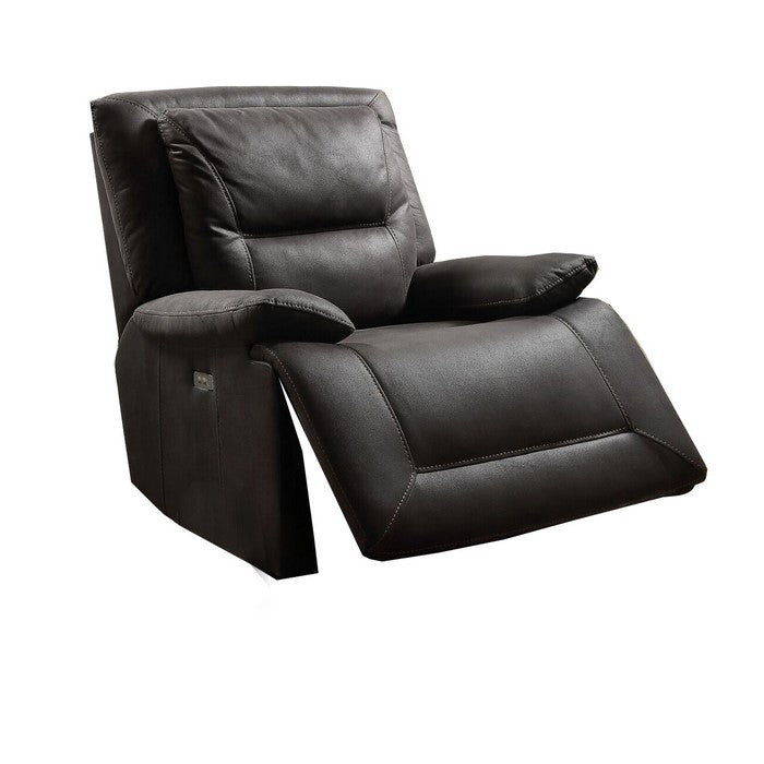 Fabric Swivel Power Motion Recliner with Contrast Stitching, Black