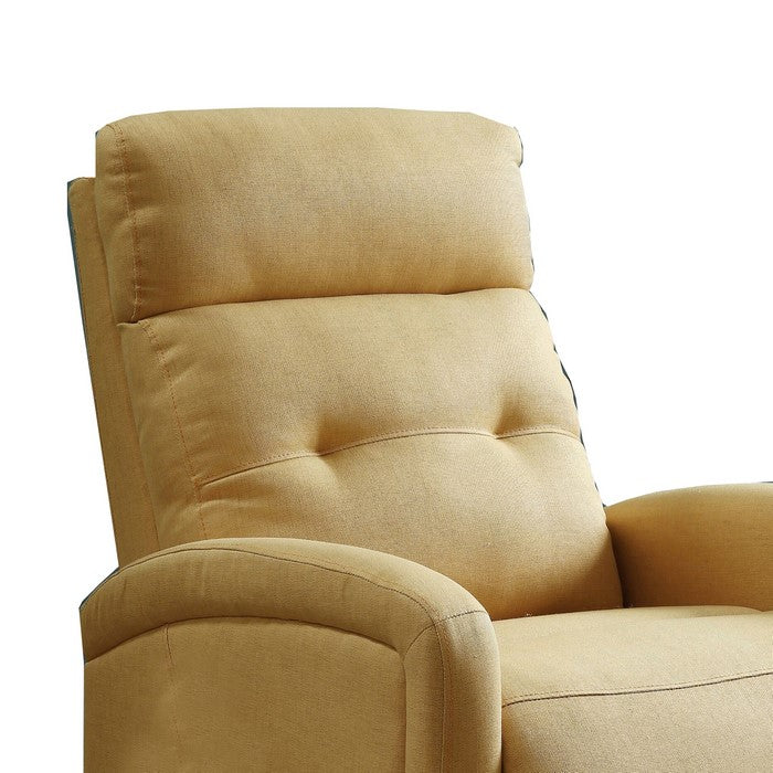 Fabric Upholstered Power Lift Recliner with Side Pocket, Yellow