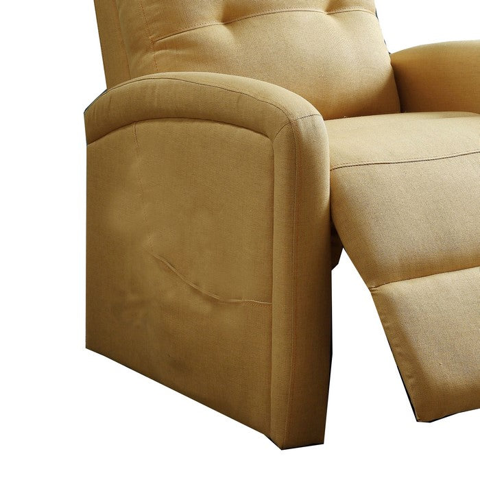 Fabric Upholstered Power Lift Recliner with Side Pocket, Yellow