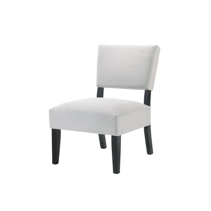 3 Piece Accent Table and Chair with Fabric Upholstery, White