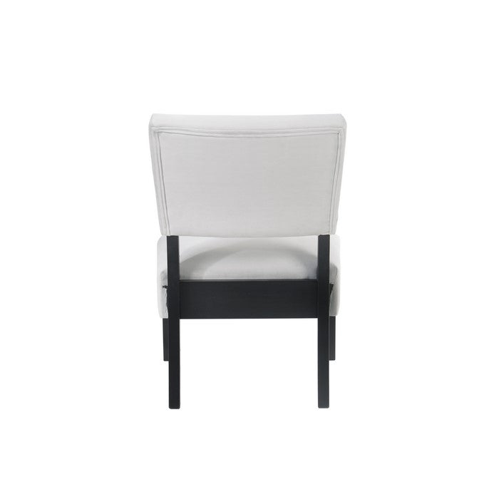 3 Piece Accent Table and Chair with Fabric Upholstery, White