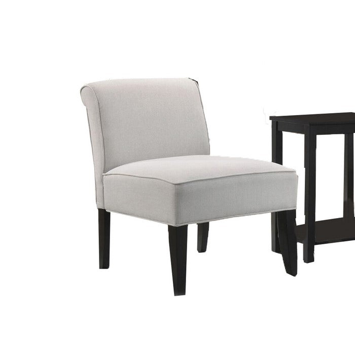 3 Piece Accent Table and Armless Chair with Wooden Legs, Light Gray