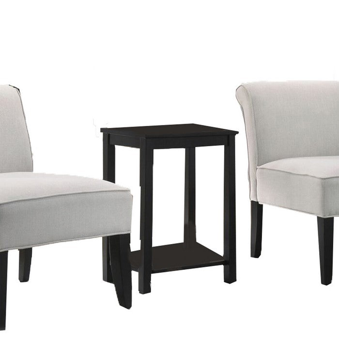 3 Piece Accent Table and Armless Chair with Wooden Legs, Light Gray