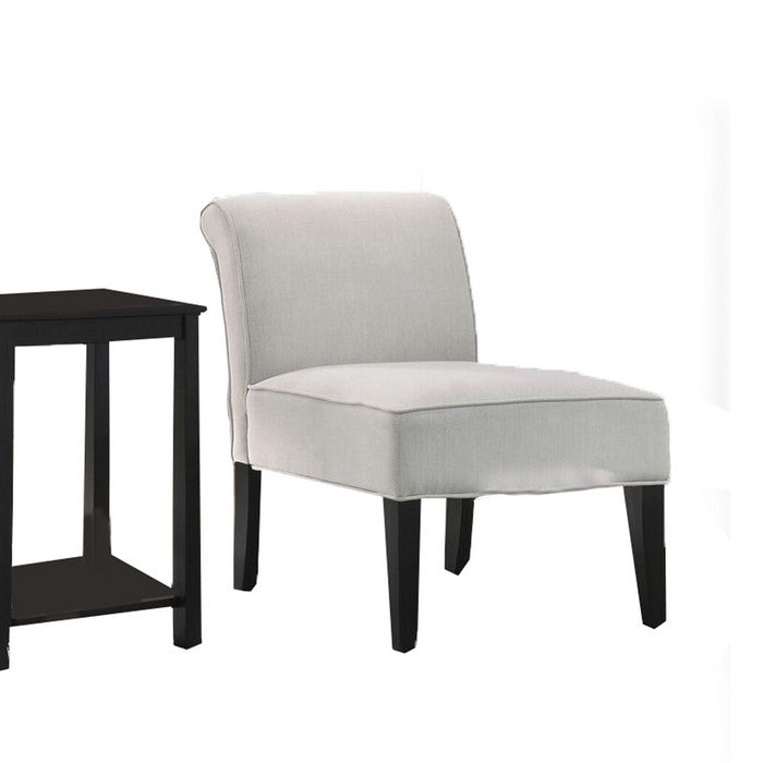 3 Piece Accent Table and Armless Chair with Wooden Legs, Light Gray
