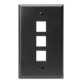 Leviton 41080-3EP QuickPort Wallplate, Single Gang, 3-Port, Black