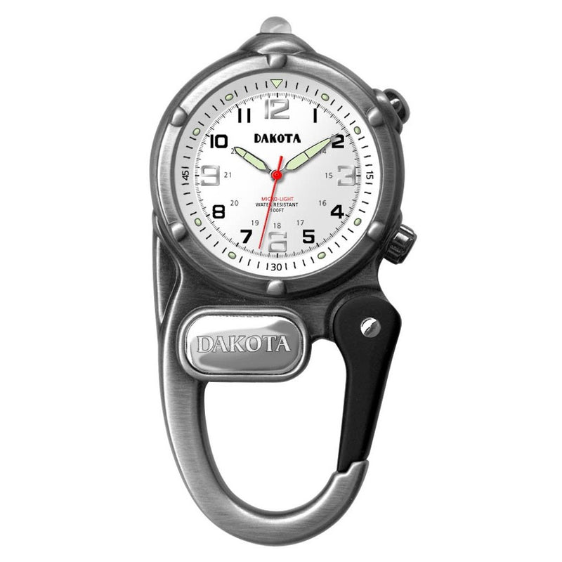 Dakota Clip Watch With LED Flashlight, Mini Clip Microlight Watch by, Antique Silver