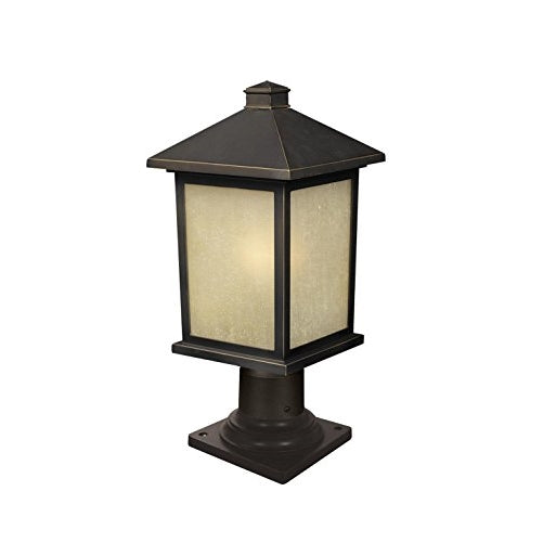 Z-Lite 507PHM-533PM-ORB Holbrook Outdoor Post Light, Metal Frame, Oil Rubbed Bronze Finish and Tinted Seedy Shade of Glass Material