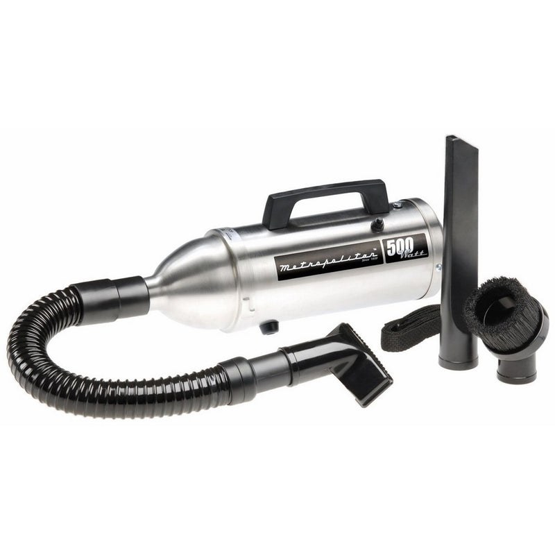 Metro Vacuum VM6BS500T MetroProfessionals 500 Watt 120-Volt Stainless Steel Look Hand Vac with Turbine Brush and Accessories