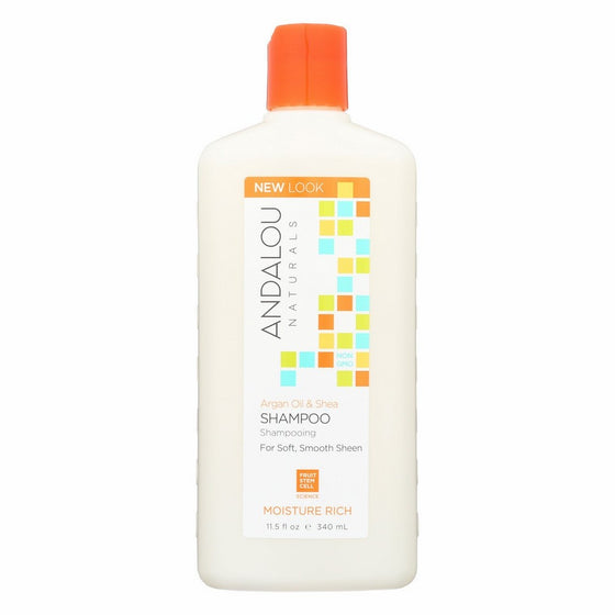 Andalou Naturals Argan Oil & Shea Moisture-Rich Shampoo, 11.5 oz, For Dry, Frizzy, Curly, Wavy Hair, Helps Smooth & De-Frizz Split Ends