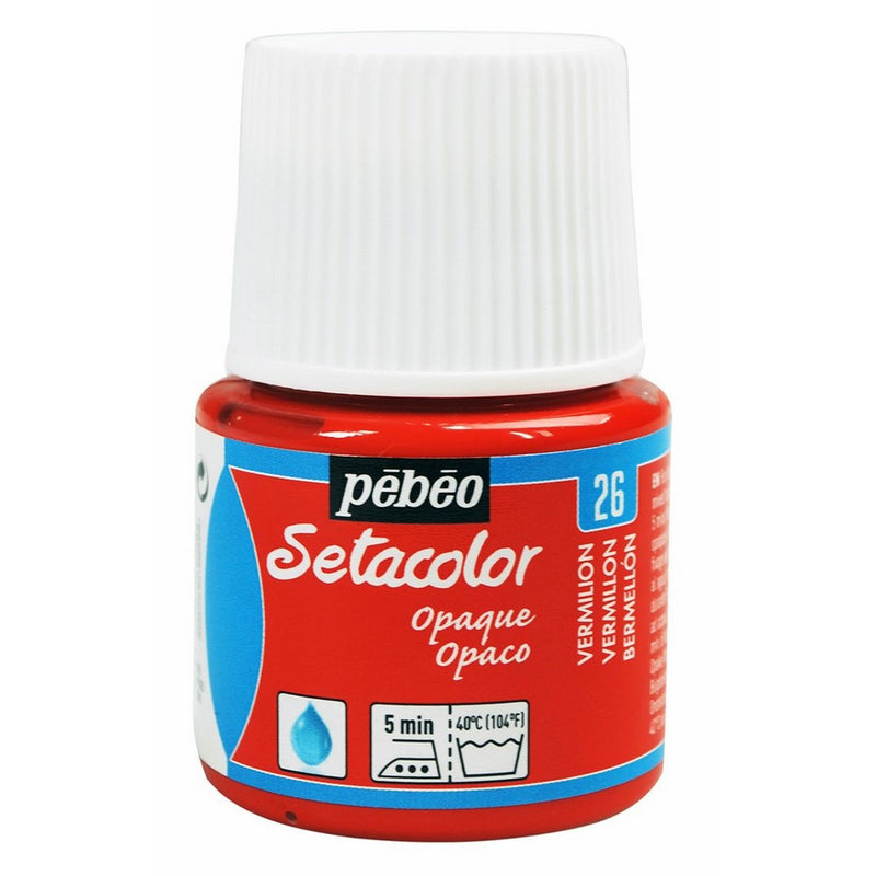 Pebeo Setacolor Opaque Fabric Paint 45-Milliliter Bottle, Vermilion