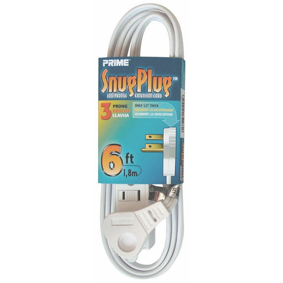 Prime Wire & Cable EC930606 6-Foot 16/3 SPT-2 3-Outlet Cord, White
