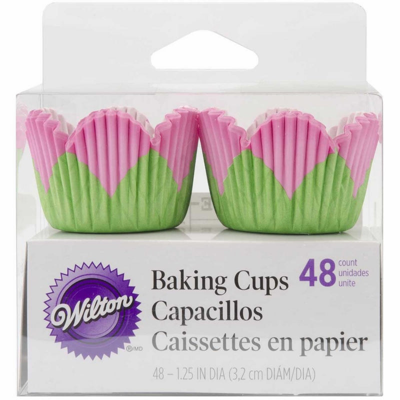 Wilton Pink Petal Shaped Baking Cups, Mini, 48-Count