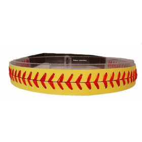 Leather Softball Seam Headband (Yellow with Red Seam)