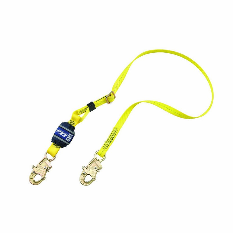 3M DBI-SALA EZ-Stop 1246234 6' Adjustable Shock Absorbing Lanyard, Snap Hooks At Each End, 310lb. Capacity, Navy/Yellow