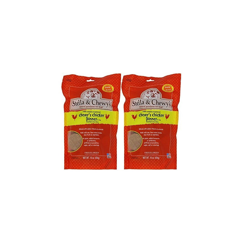 Stella & Chewy's Freeze Dried Dog Food for Adult Dogs, Chicken Patties, 15 Ounce Bag - 2 Pack