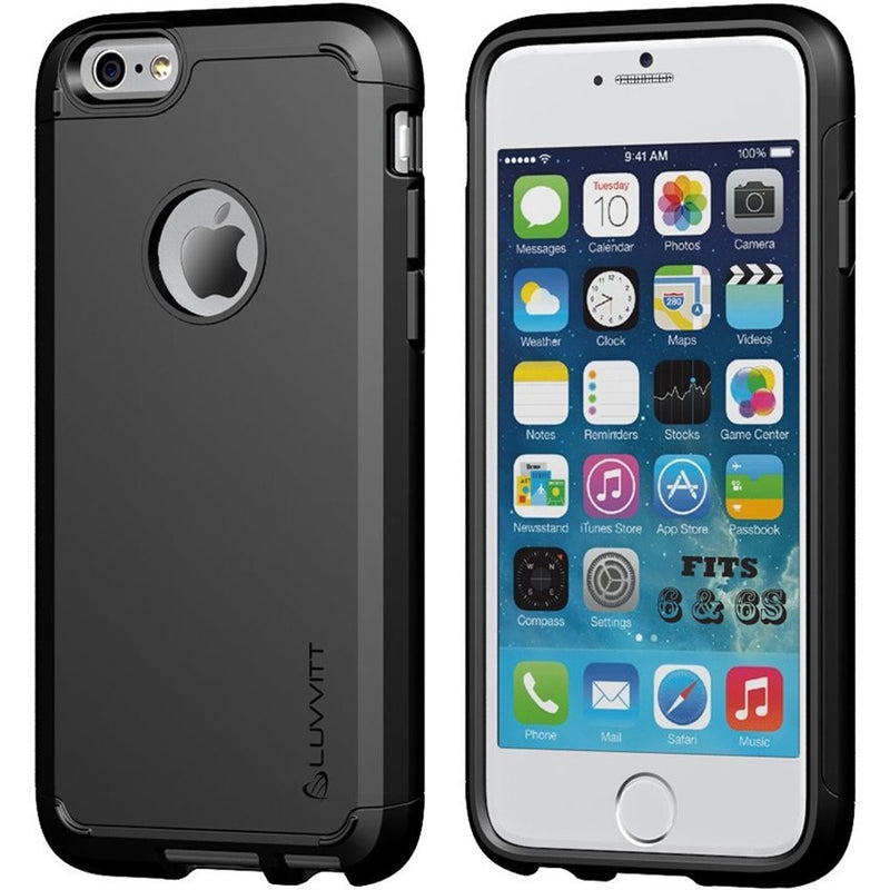 iPhone 6 Case, 6s Case LUVVITT [Ultra Armor] Shock Absorbing Case Best Heavy Duty Dual Layer Tough Cover for Apple iPhone 6 / iPhone 6s (4.7) - Black