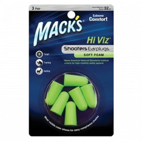 Mack's Shooters Hi Viz Soft Foam (3-Pair) Blister Pack Earplugs