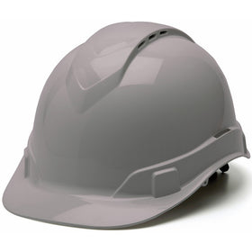 Pyramex Ridgeline Vented Cap Style 4 Pt Ratchet Suspension Hard Hat, Gray